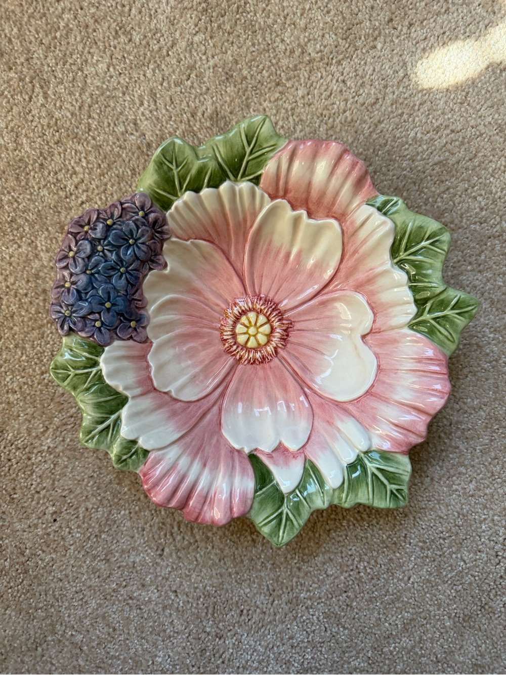 FITZ AND FLOYD CLASSICS Fauna and Flora Pink Ceramic Flower
